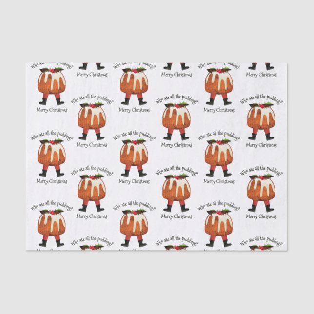 Custom Pudding Humour Merry Christmas Tissue Paper (Front)