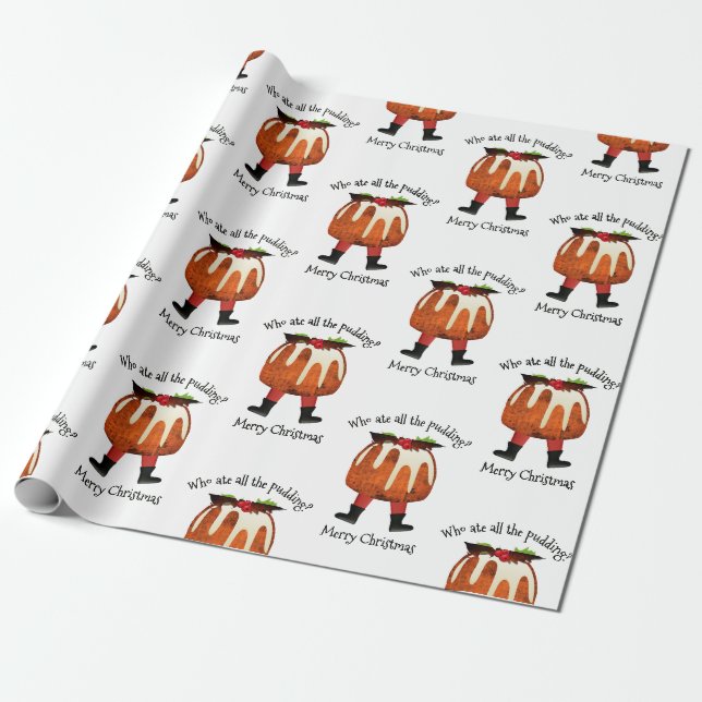 Custom Pudding Humour Merry Christmas  Wrapping Paper (Unrolled)