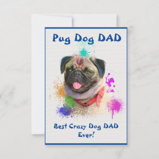 Custom Pug Dad Dog Best Crazy Dog Dad Digital Thank You Card
