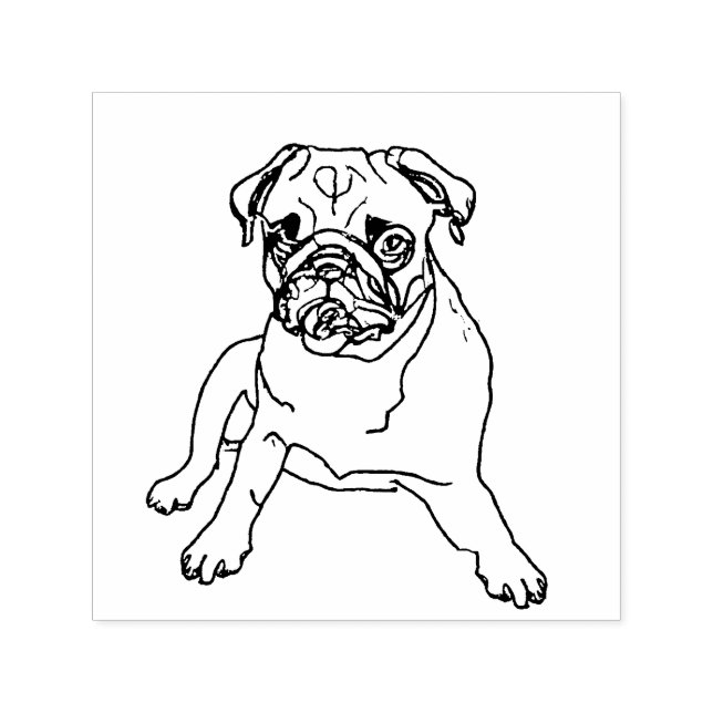 Custom Pug Dog Cute Modern Hipster Animal Stamp (Design)