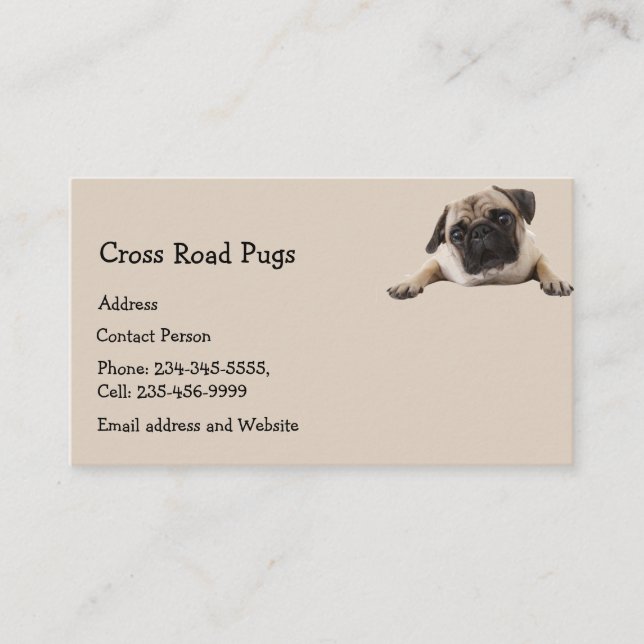 Custom  Pug Dog Pet Animal Logo Business Car Busin Business Card (Front)