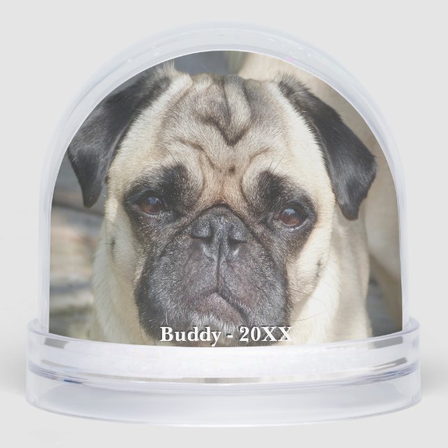 Custom Pug Dog Photo Snowglobe (Front)