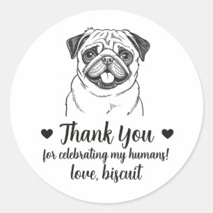 Custom Pug Dog Wedding Favour Stickers