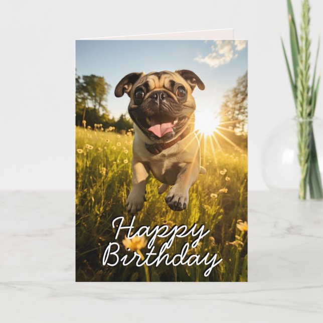 Custom Pug Happy Birthday Card (Front)