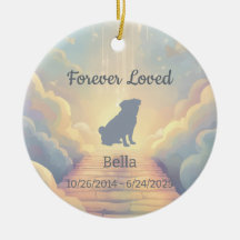 Custom Pug Memorial Ornament – Blue Rainbow Bridge