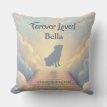 Custom Pug Memorial Pillow – Blue Rainbow Bridge