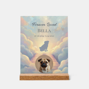 Custom Pug Pet Loss Acrylic Sign – Blue Watercolor