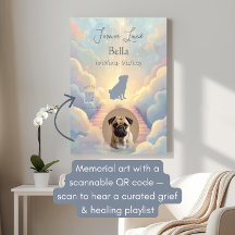 Custom Pug Rainbow Bridge Memorial Poster – Blue