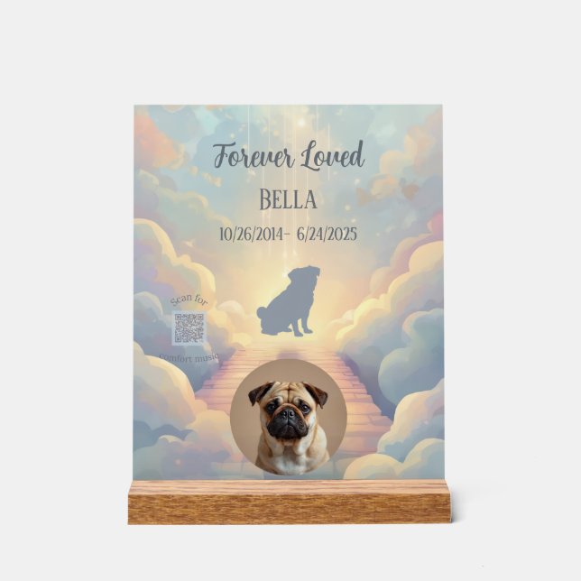 Custom Pug Rainbow Bridge Plaque with Music Acrylic Sign (Front)
