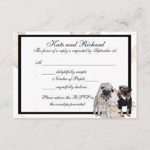 Custom Pug Wedding RSVP Cards