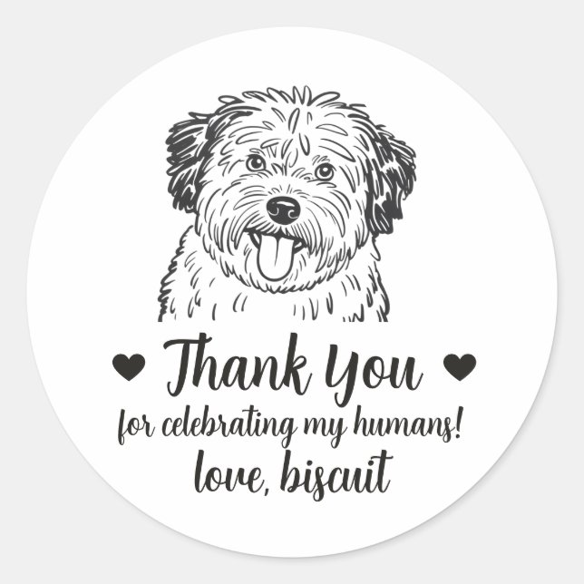Custom Puli Dog Wedding Favour Stickers (Front)