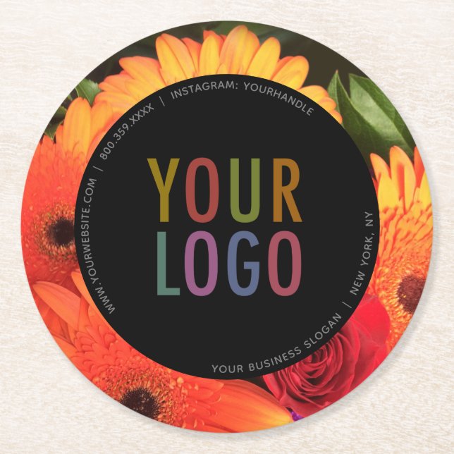 Custom Pulpboard Bar Coasters Company Logo & Photo (Front)