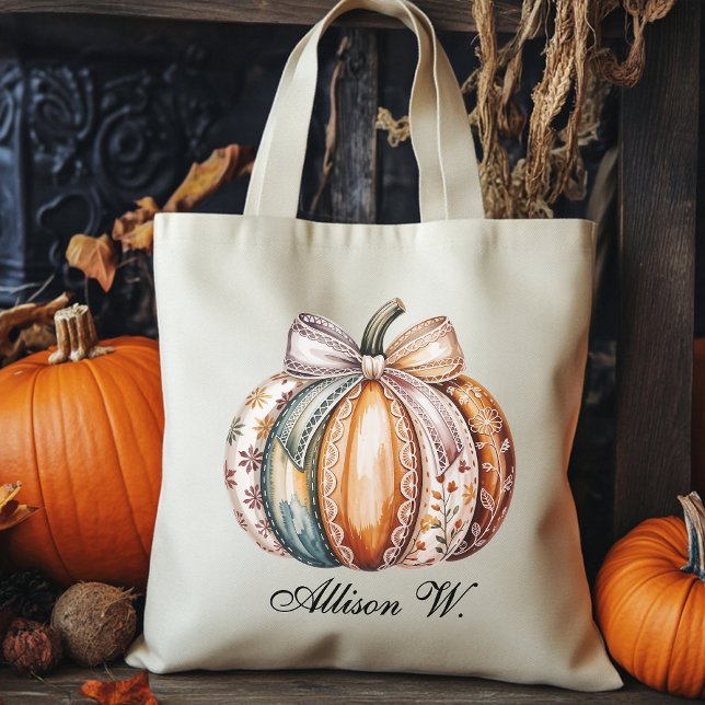 Custom Pumpkin Fall Vibes Bag, Trick or Treat Bag (Pumpkin Fall Vibes Tote Bag, Fall Tote Bag, Autumn Tote Bag, Halloween Tote Bag, Trick or treat bag,)