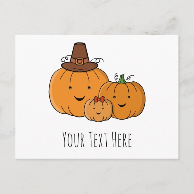 Custom Pumpkin Family Invitation Postcard (Front)