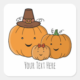 Custom Pumpkin Family Square Sticker