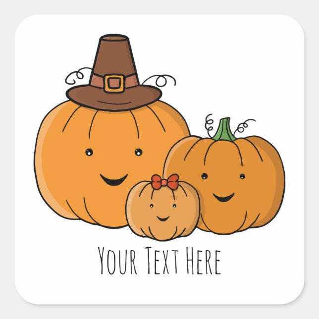 Custom Pumpkin Family Square Sticker (Front)