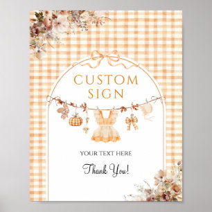 Custom Pumpkin Girl Modern Fall Baby Shower Poster