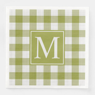 Custom Pumpkin Leaves Green Gingham Pattern Napkin