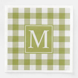Custom Pumpkin Leaves Green Gingham Pattern Napkin
