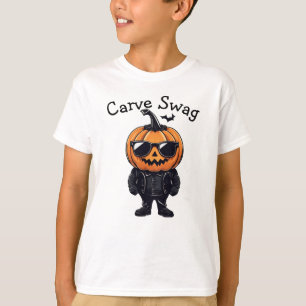 Custom Pumpkin Tee, Cute Halloween Carve Swag kids T-Shirt
