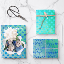 Custom Punch Hole Photo Blue Dots On Green