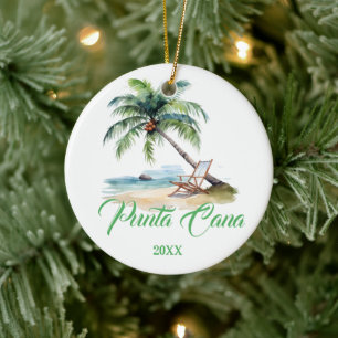 Custom Punta Cana Beach Ceramic Tree Decoration