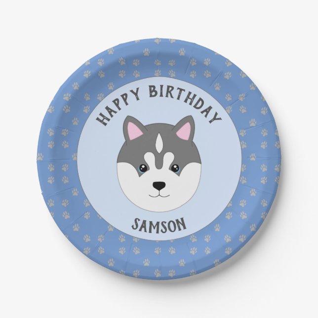 Custom Puppy Birthday Party Plate (Front)