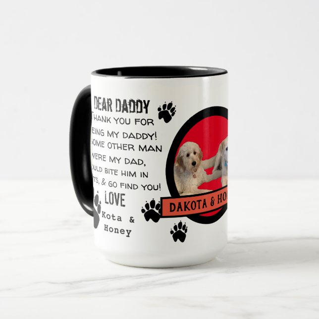 CUSTOM PUPPY  DOG DADDY! DEAR DAD pET COFFEE Mug (Front Left)