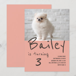 Custom Puppy Dog Photo Birthday Invitation