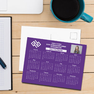 Custom Purple 2027 Professional Business Calendar Postcard