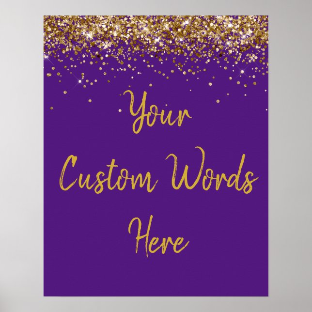 Custom Purple and Gold Birthday Party Welcome Sign (Front)