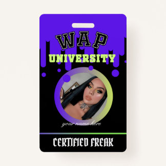 Custom Purple and Green WAP ID freak by Cardi B ID Badge