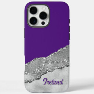 Custom Purple And Grey Glitter  iPhone 16 Pro Max Case