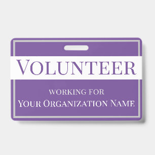 Custom Purple and White Volunteer ID Badge