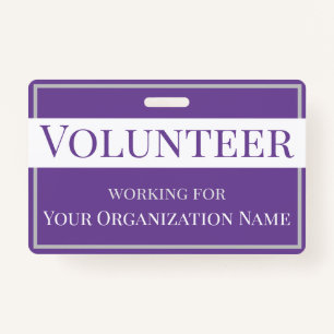 Custom Purple and White Volunteer ID ID Badge