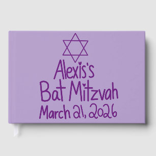 Custom Purple Bat Mitzvah  Guest Book