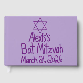 Custom Purple Bat Mitzvah Guest Book