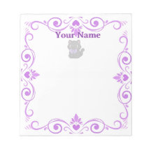 Custom Purple Black Cat Filigree Notepad