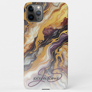 Custom Purple Black Grey White Gold Marble Pattern iPhone 11Pro Max Case