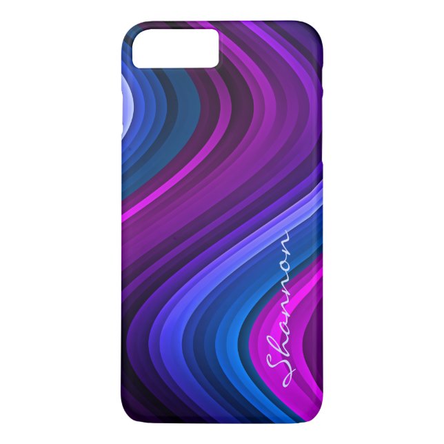 Custom Purple / Blue Abstract Waves iPhone 7 case (Back)