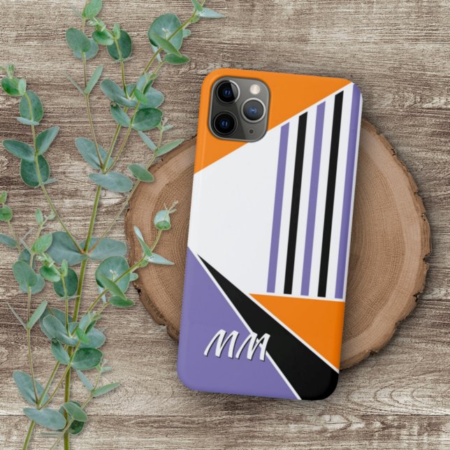 Custom Purple Bright Orange Black White Mod Art iPhone Case (Creator Uploaded)