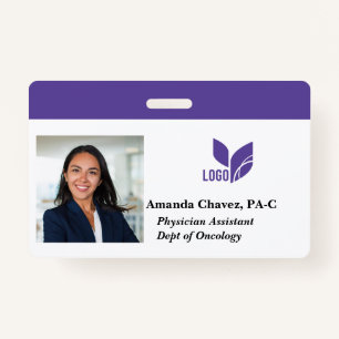 Custom Purple Business Employee Photo Name ID Badge