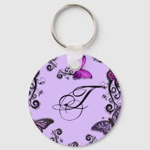Custom Purple Butterflies Key Ring
