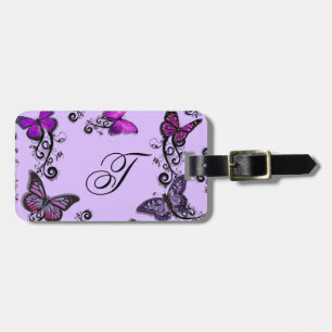 Custom Purple Butterflies Luggage Tag