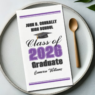 Custom Purple Class of 2026 Graduation Party Napkin