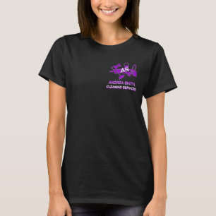 Custom Purple Cleaning Services Logo Chic Black T-Shirt