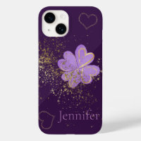 Custom Purple Clover Glitter iPhone / iPad case