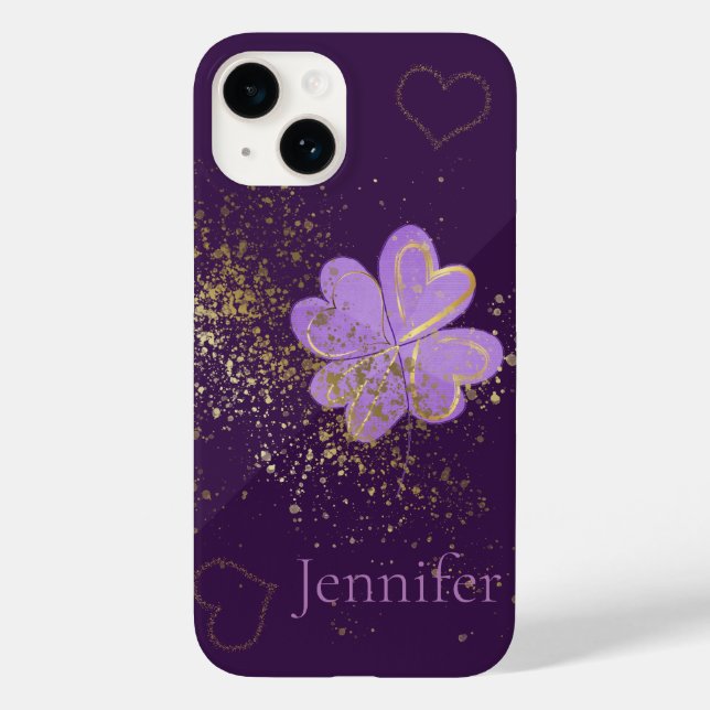 Custom Purple Clover Glitter iPhone / iPad case (Back)