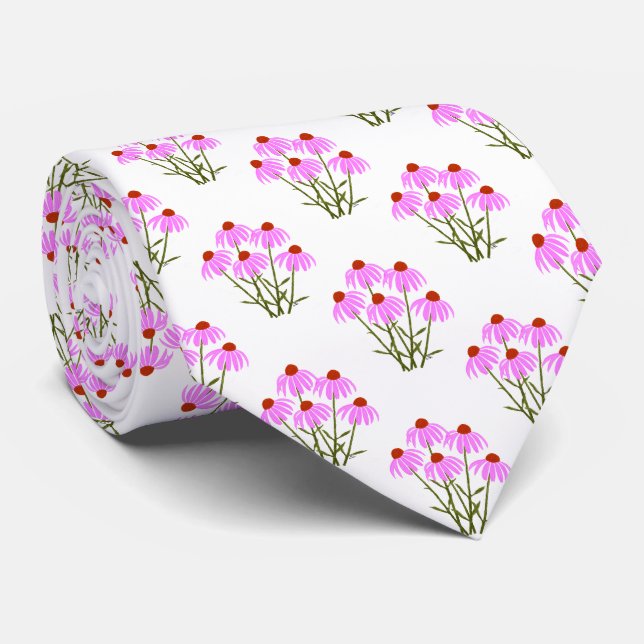 Custom Purple Coneflowers Tie (Rolled)