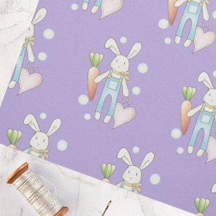 Custom Purple Cute Stuffed Bunny Fabric